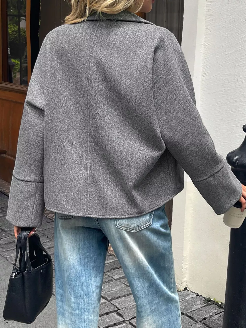 Oversized Collared Neck Zip-Up Jacket, image 5