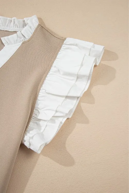 Ruffled Notched Cap Sleeve Top, image 8