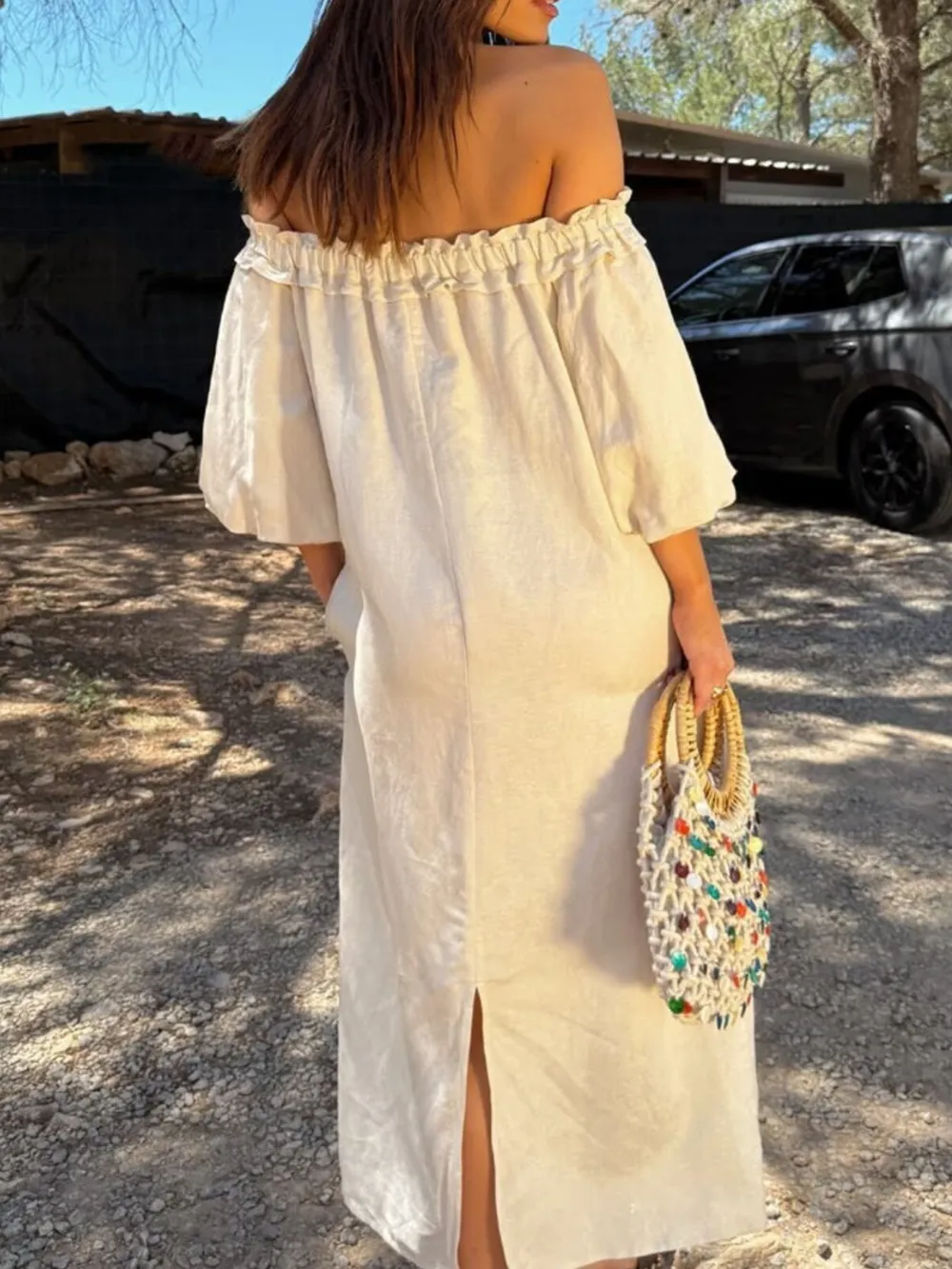 Frill Printed Off-Shoulder Dress, image 8