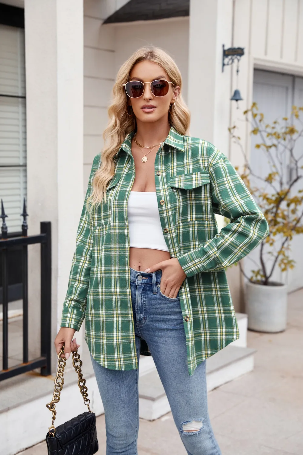 Plaid Button Up Long Sleeve Shirt, image 23
