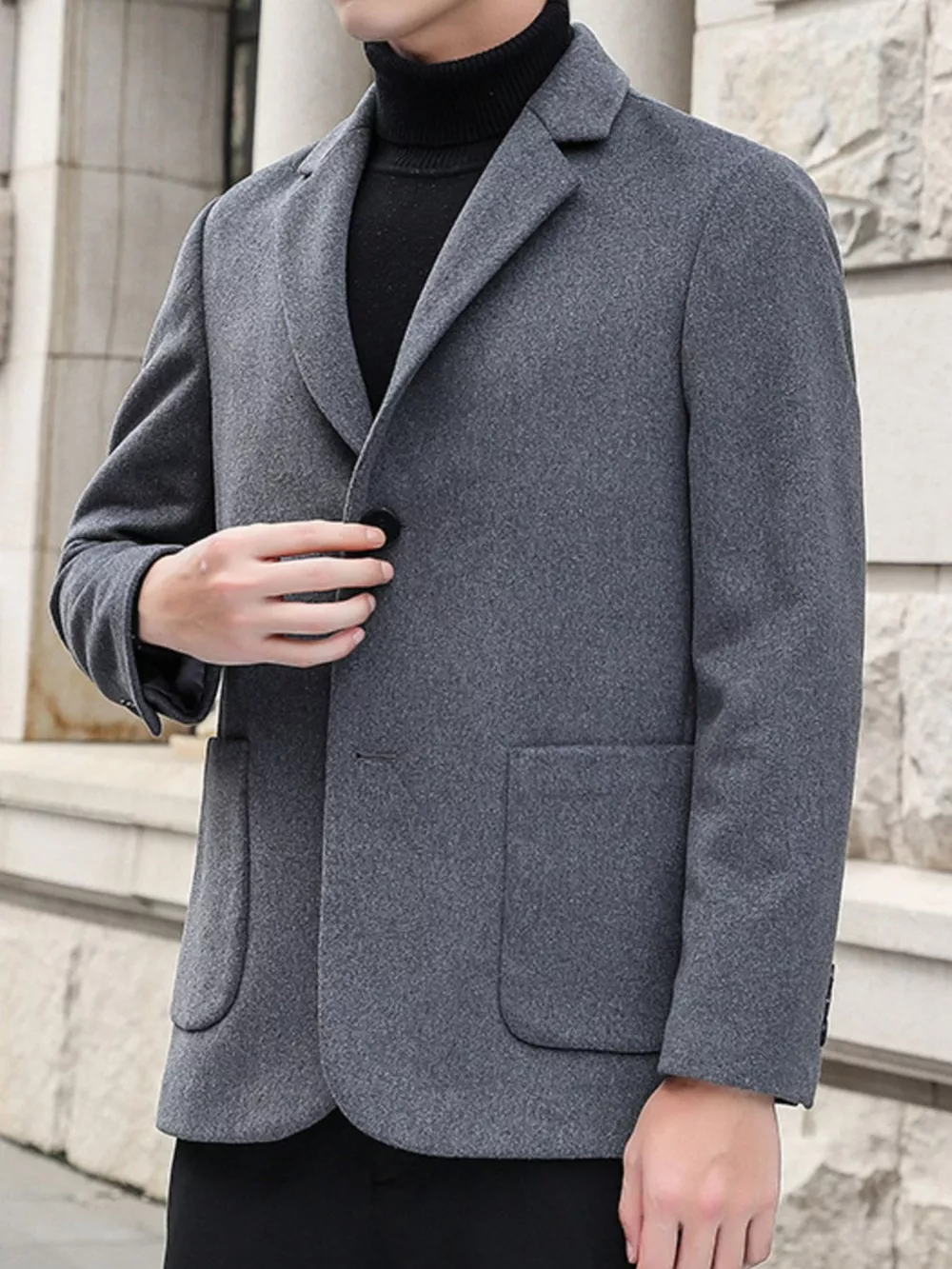 Men's Plus Size Lapel Collar Long Sleeve Blazer, image 5