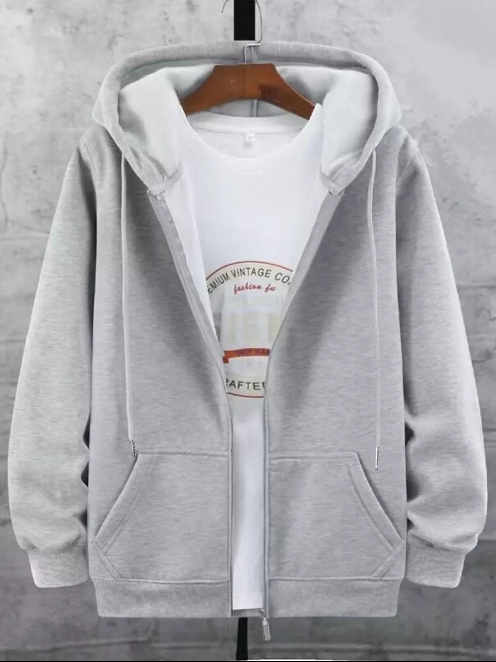 Men's Plus Size Fleece Lined Zip-Up Hoodie, image 5