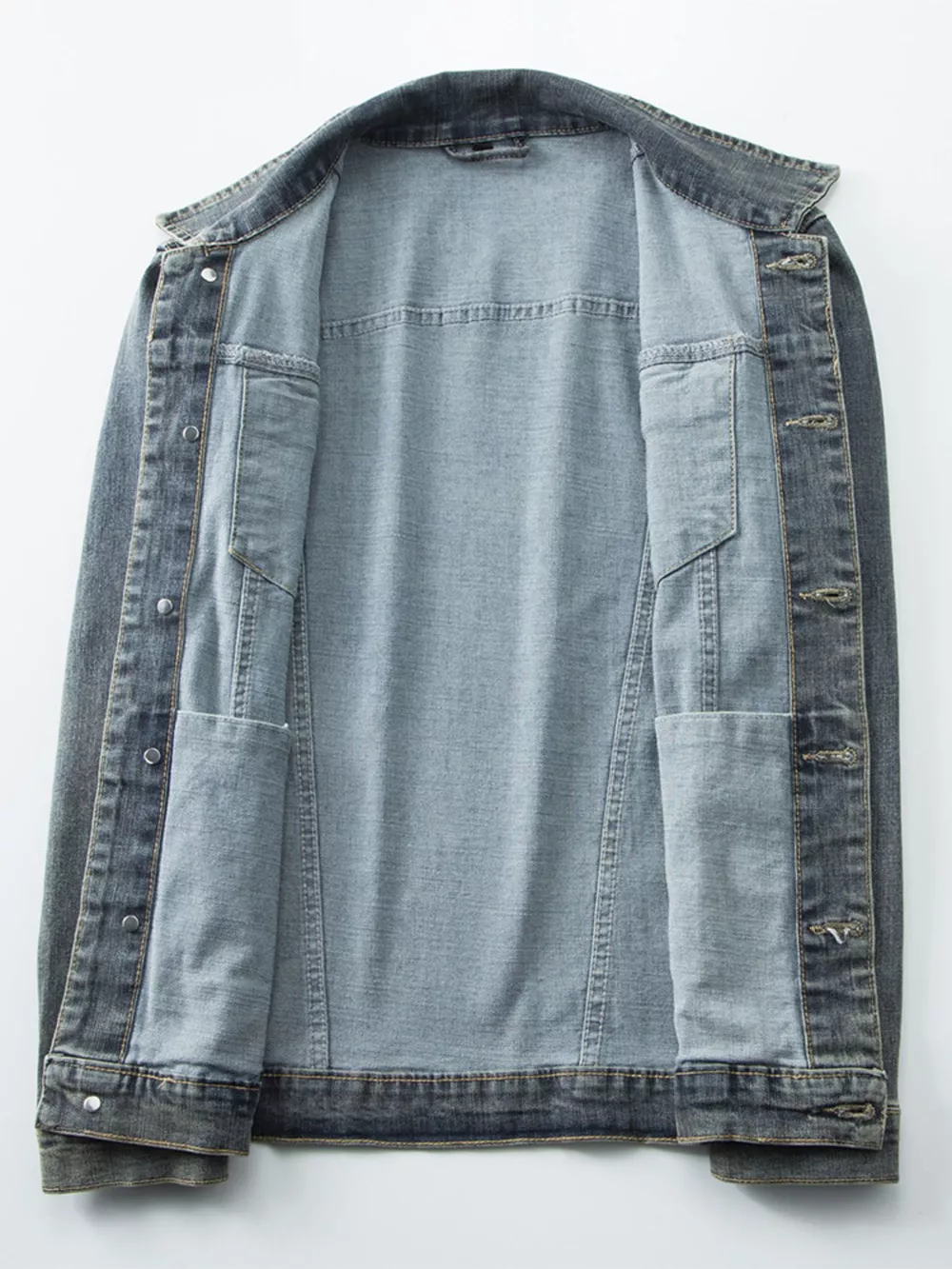 Men's Plus Size Vintage Wash Denim Jacket, image 3
