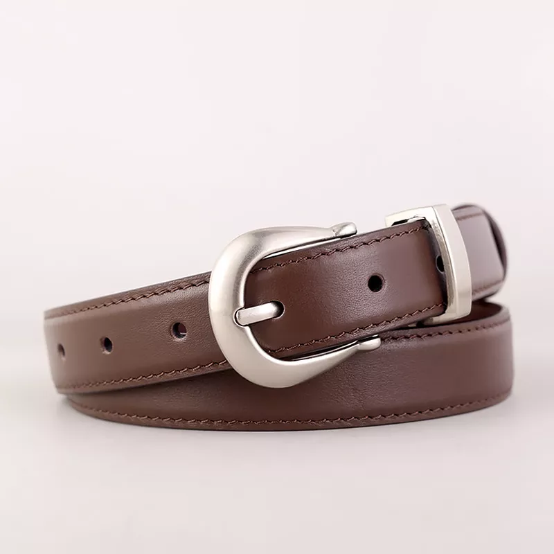 Classic Leather Belt with Silver Buckle, image 4