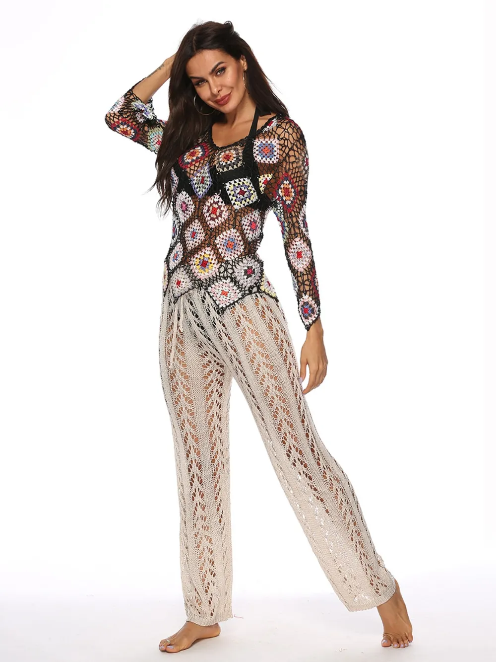 Cutout Drawstring High Waist Swim Pants, image 16