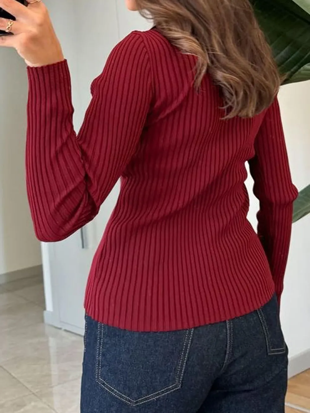 Ribbed Button-Front Long Sleeve Cardigan, image 11