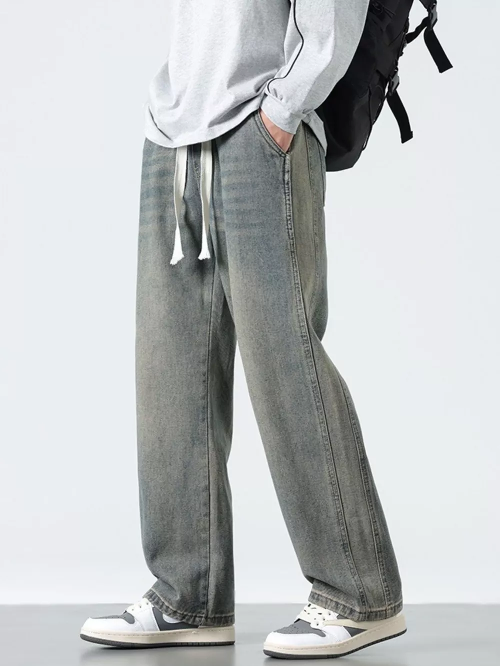 Men's Plus Size Wide Leg Jeans, image 2