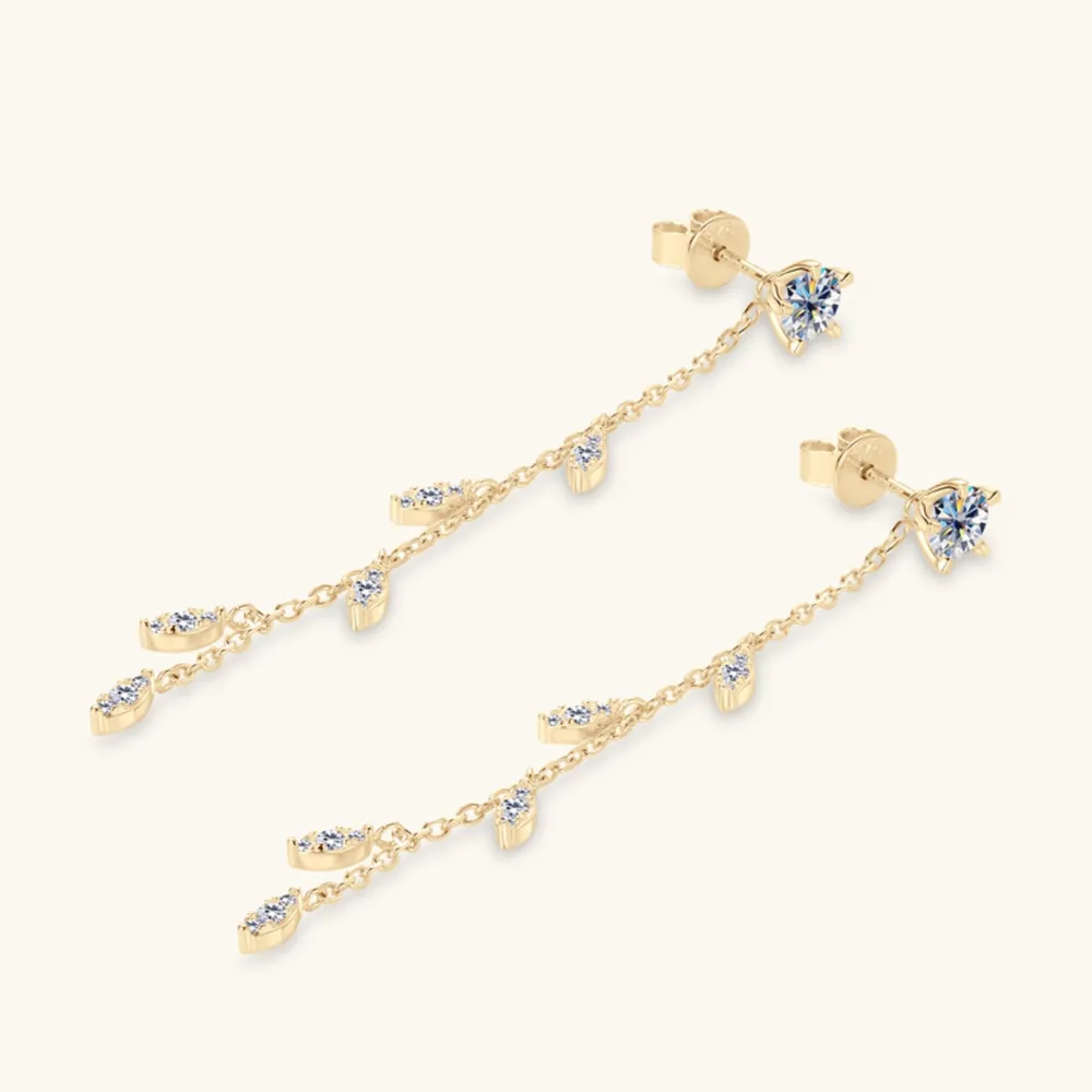 1.38 Carat Moissanite 925 Sterling Silver Leaf Earrings, image 9