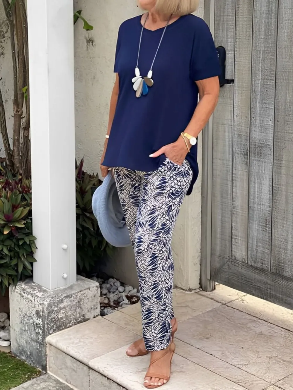 Full Size Round Neck Short Sleeve Top and Pants Set Plus Size, image 13