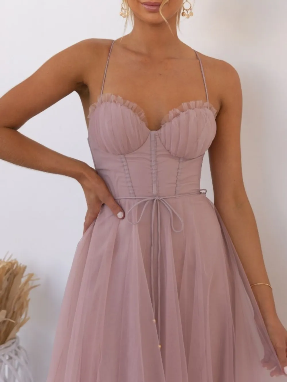 Sweetheart Neck Tulle Midi Dress, image 13