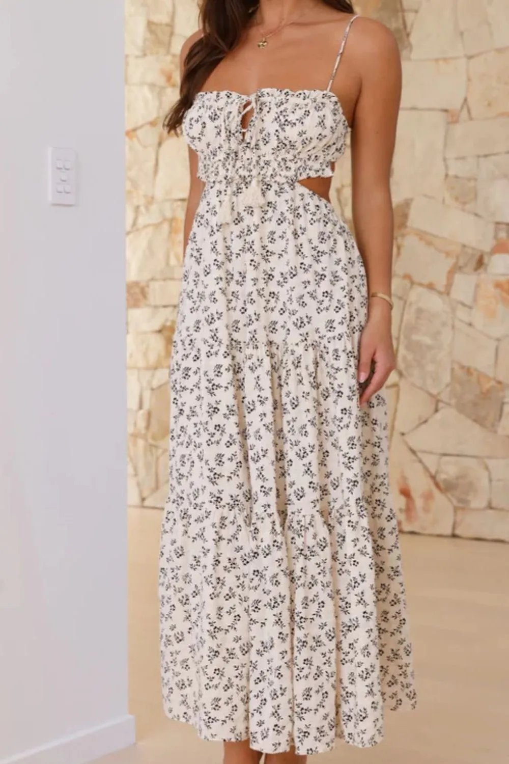 Cutout Printed Sleeveless Midi Cami Dress, image 19