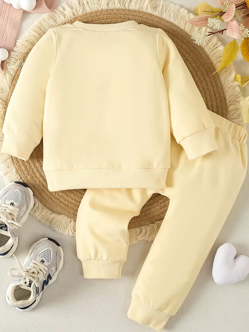 Children's Letter Round Neck Top and Pants Set, image 13