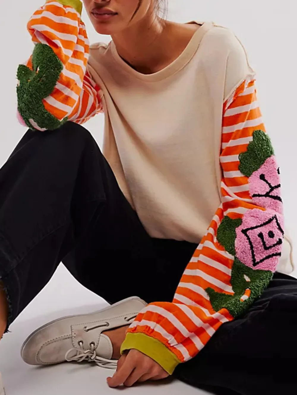 Striped Round Neck Long Sleeve Sweatshirt, image 8