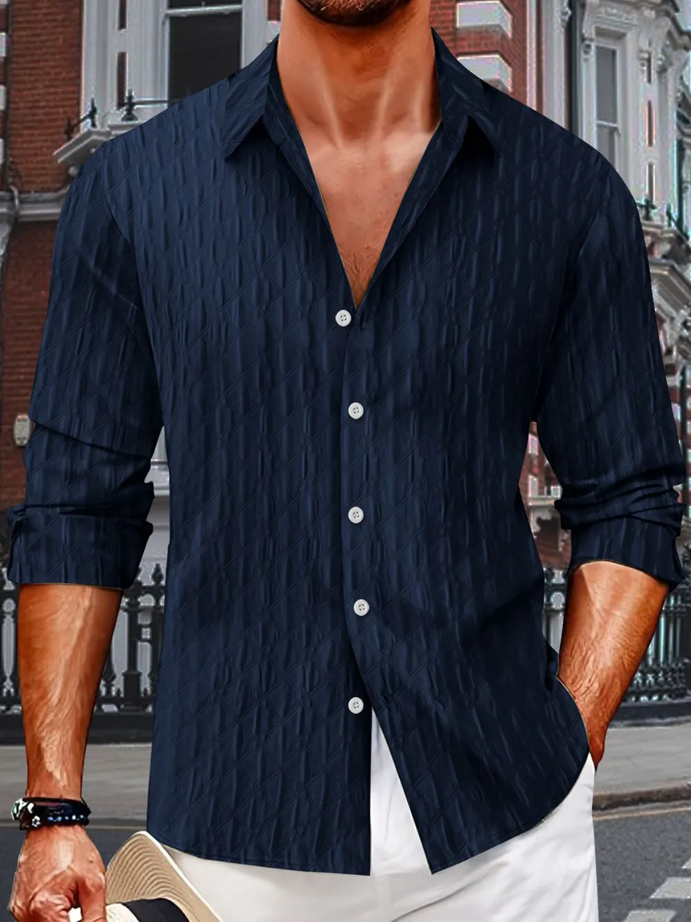 Men's Full Size Button Up Long Sleeve Shirt Plus Size, image 5