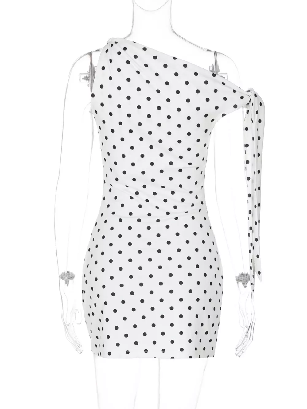 Polka Dot Sleeveless Mini Dress with Bow Accents, image 9