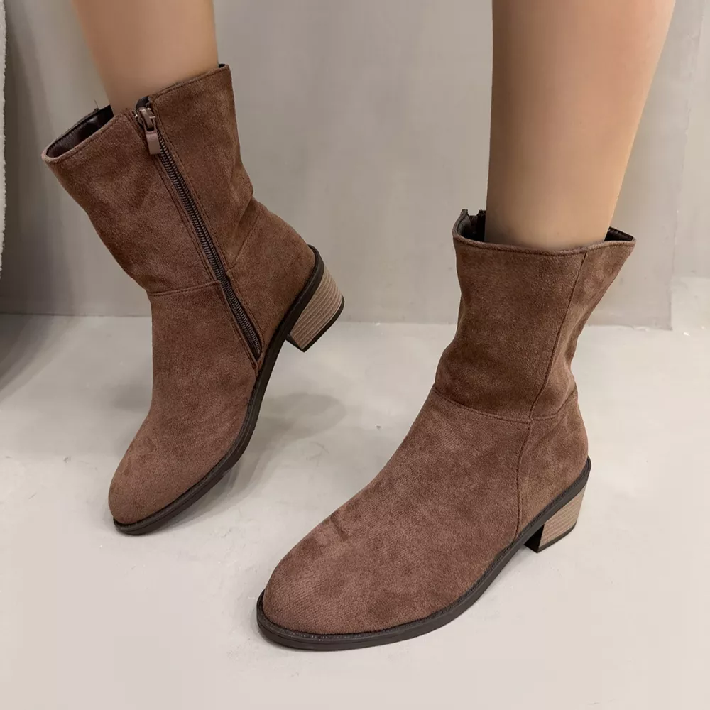 Round Toe Block Heels Ankle Boots, image 11