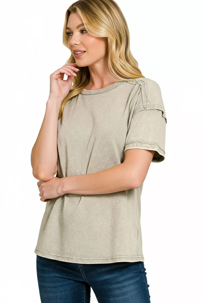 Acid Washed Round Neck T-shirts, image 3