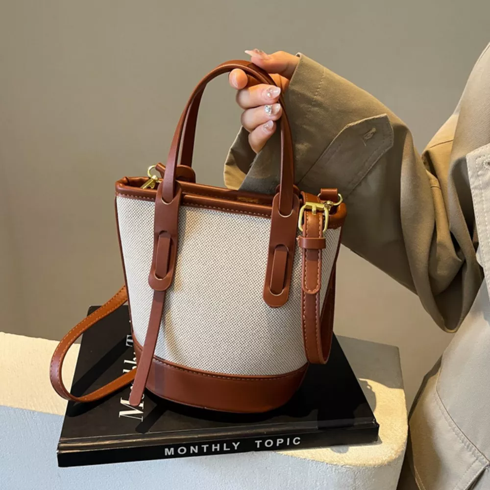Canvas Bucket Crossbody Bag