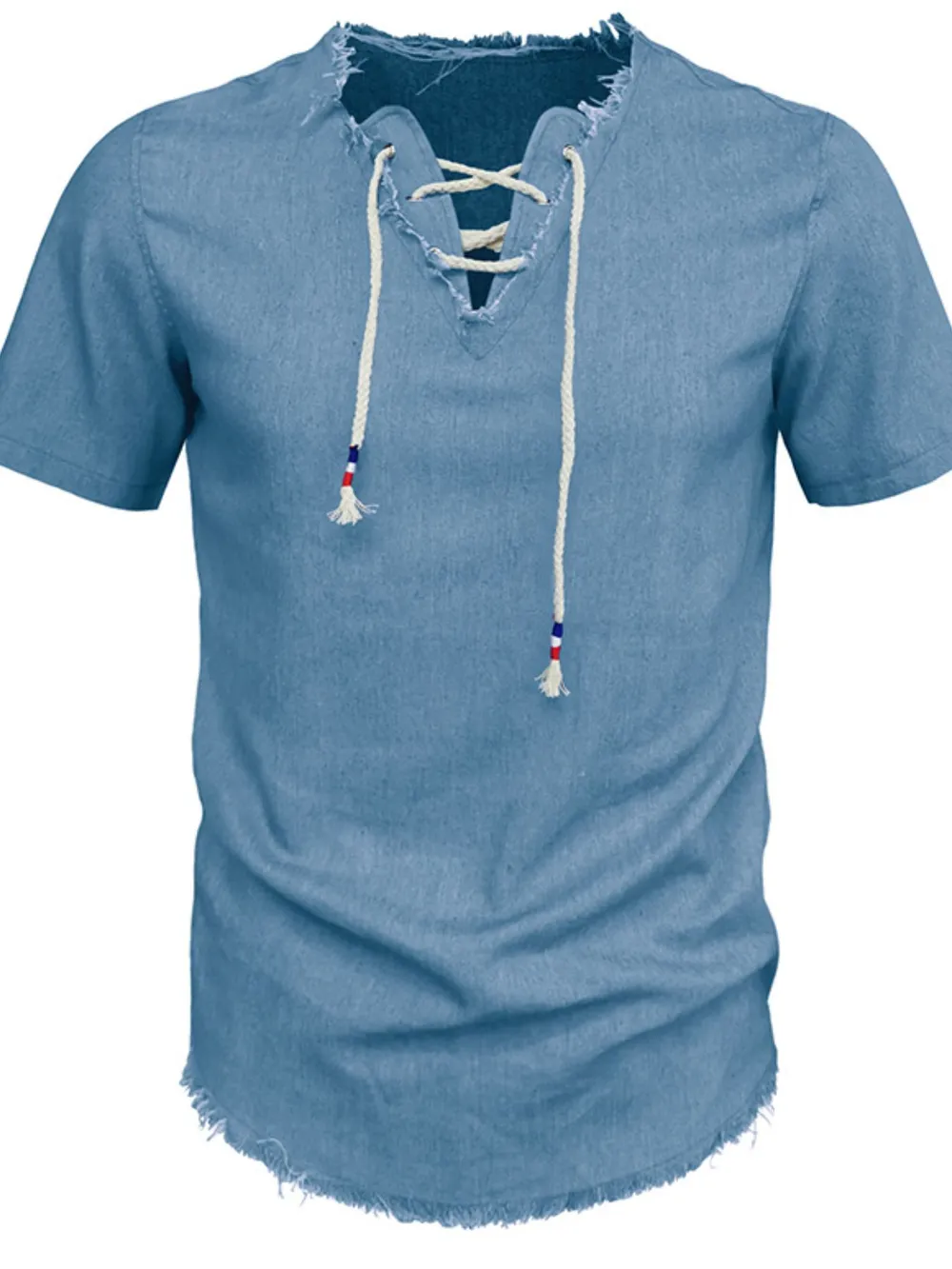 Men's Full Size Classic Raw Hem Short Sleeve Denim Top Plus Size, image 5