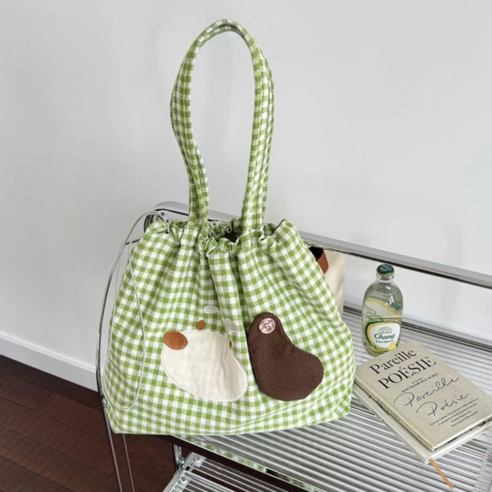 Gingham Drawstring Handbag, image 10