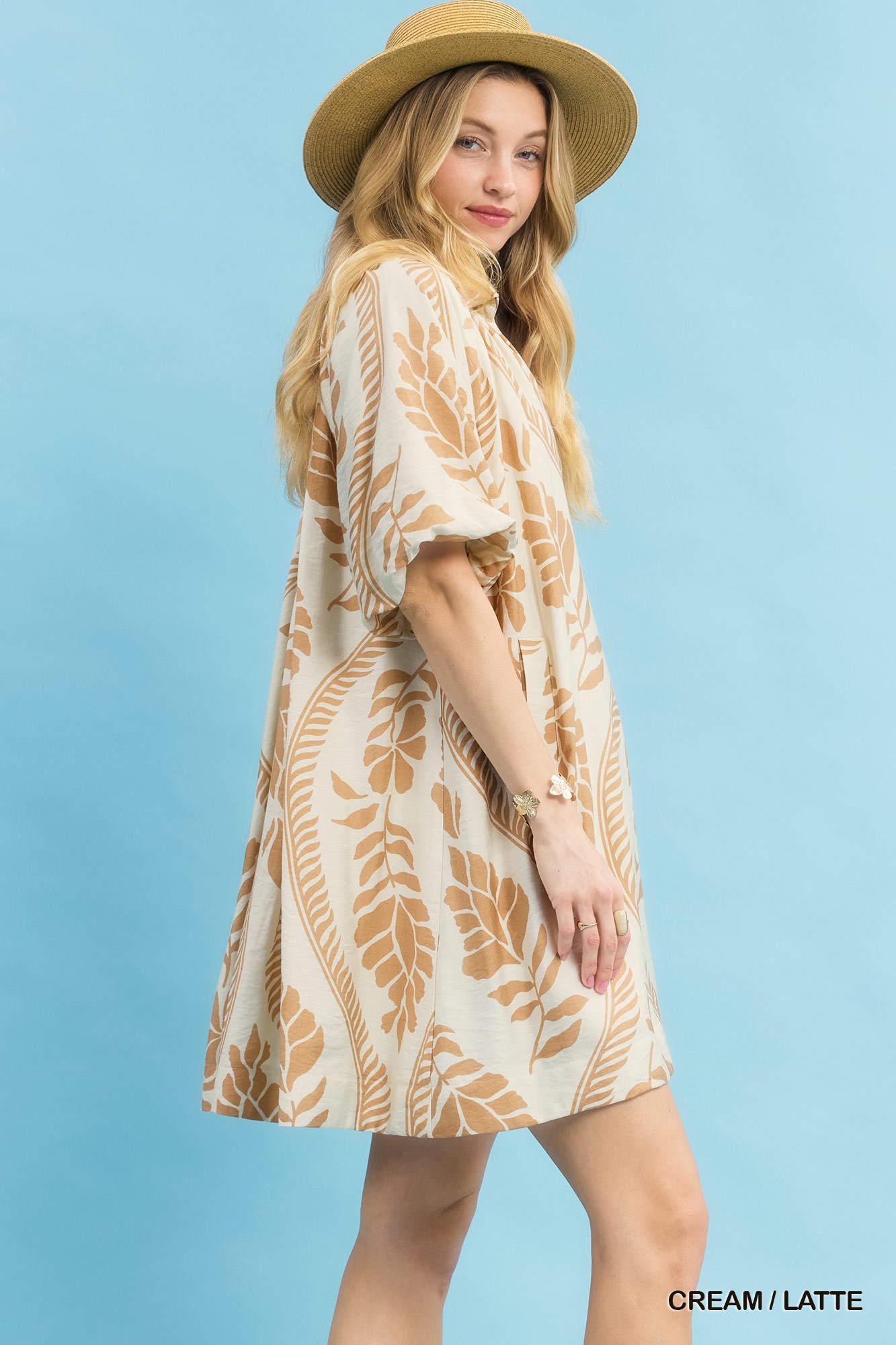 Leafy Ogee Print Mini Dress, image 2
