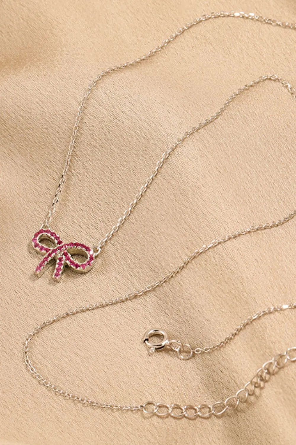 925 Sterling Silver Bow Necklace, image 3