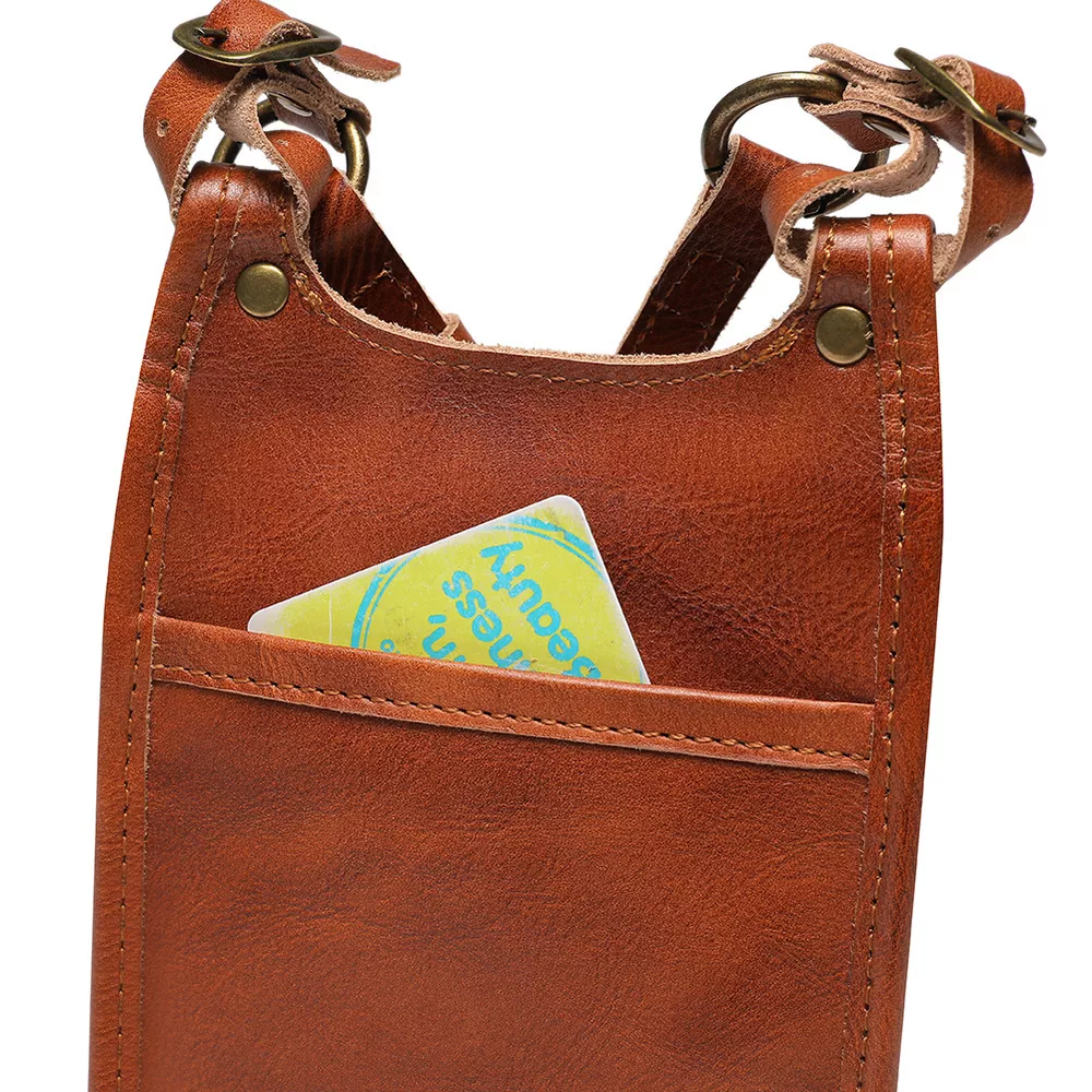 Cowhide Leather Crossbody Bag with Metal Clasp, image 5