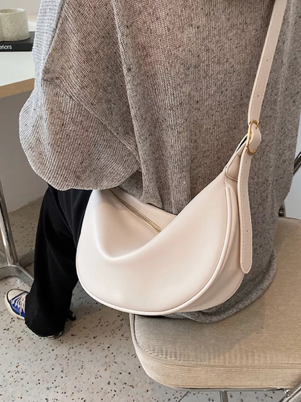 Adjustable Strap Crescent Crossbody Bag, image 2