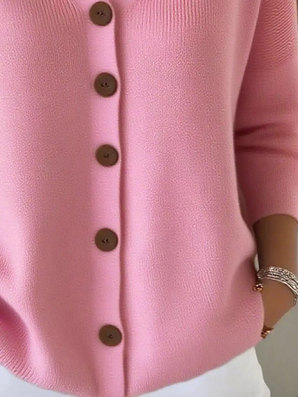 Full Size V-Neck Button-Down Knit Cardigan Plus Size, image 6