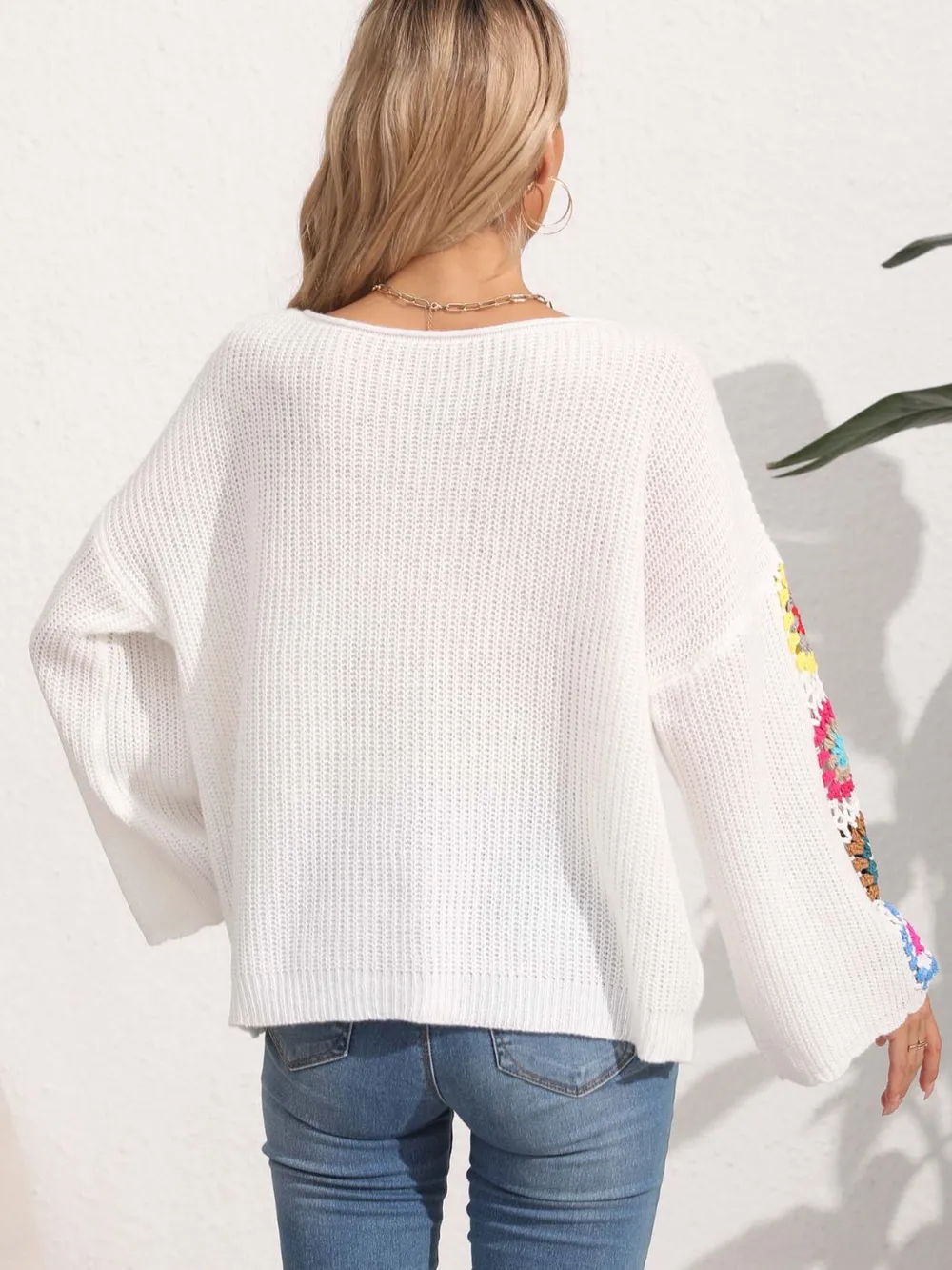 Crochet Flower Long Sleeve Sweater, image 3