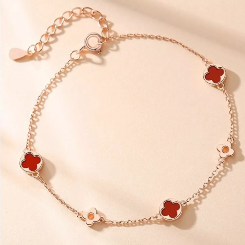 925 Sterling Silver Four Leaf Clover Bracelet, image 2