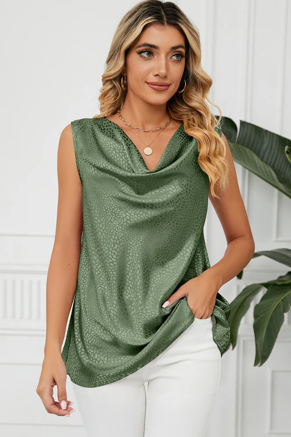 Ruched Cowl Neck Tank, image 13