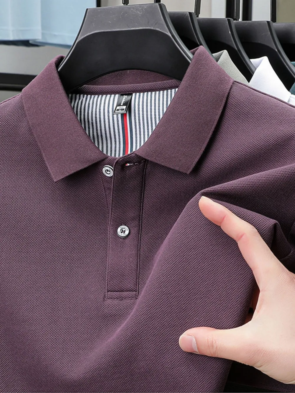 Men's Plus Size Button Detail Short Sleeve Polo, image 9