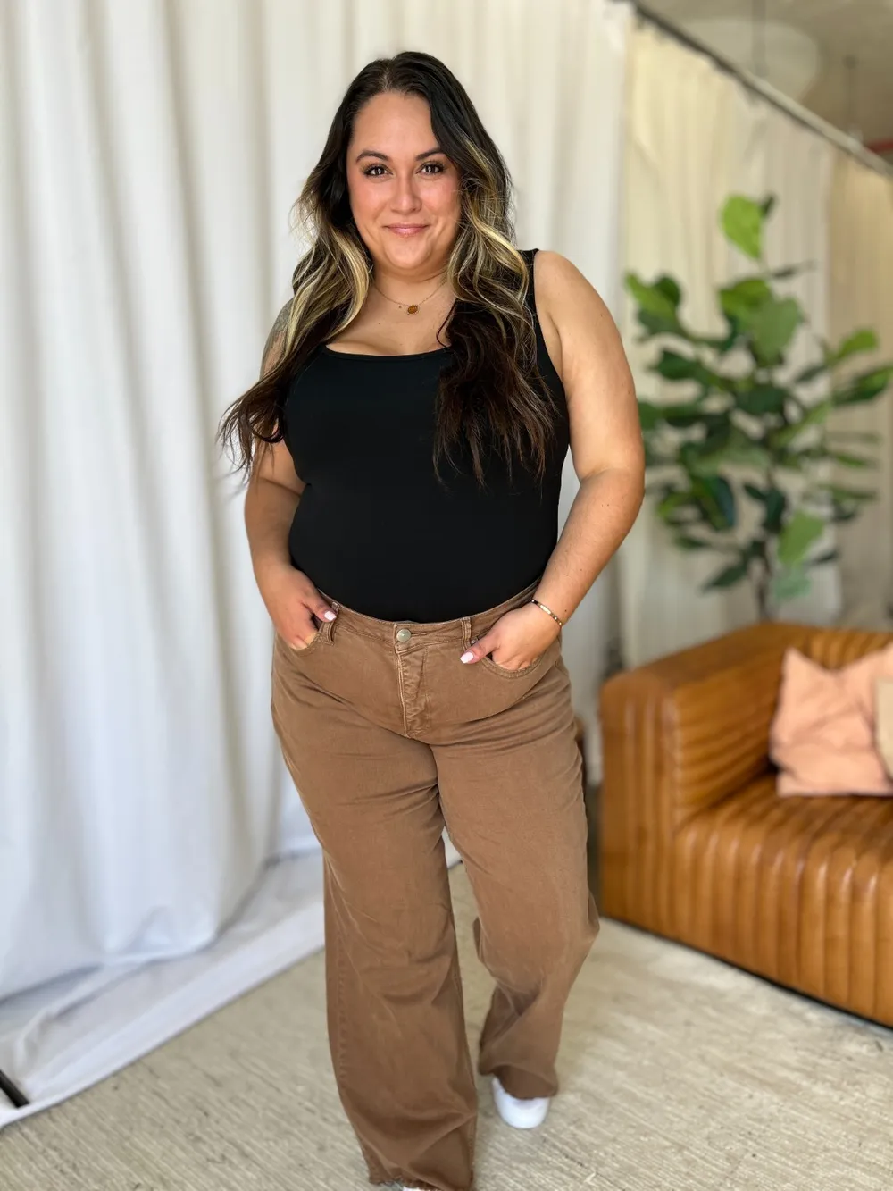 Full Size High Rise Garment Dye Wide Leg Jeans, image 12