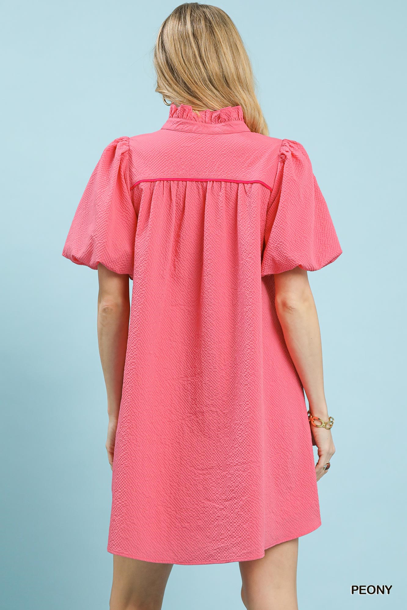 Seersucker Puff Sleeve Dress, image 3