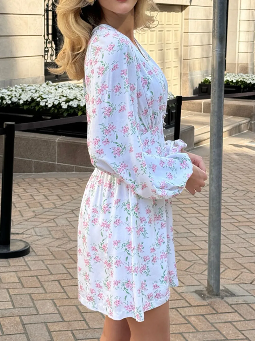 Floral Print Balloon Sleeve Dress, image 6