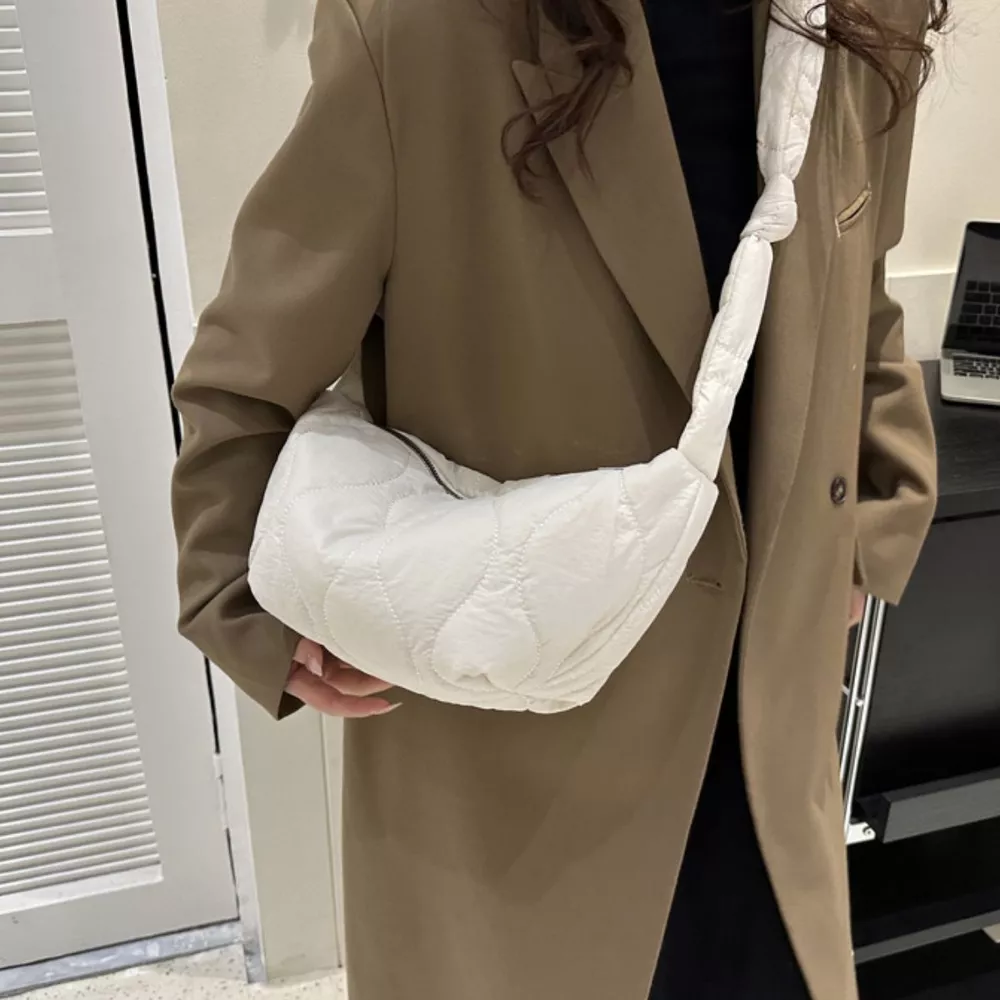 Solid Color Quilted Crossbody Bag, image 5