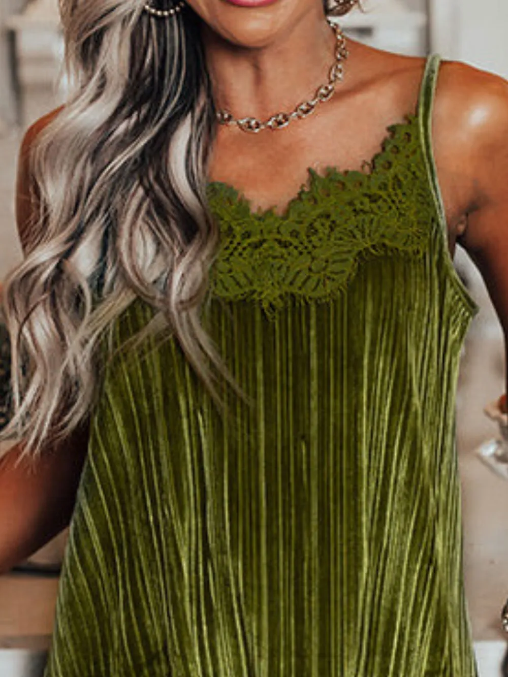 Lace Trim Pleated Cami, image 9