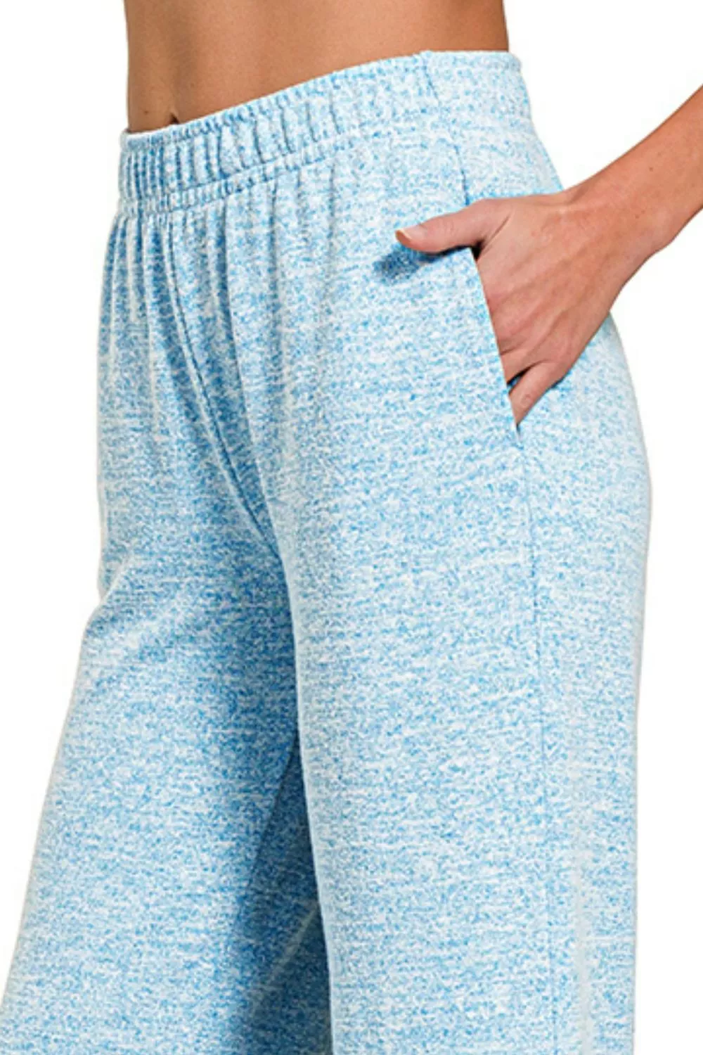 Soft Melange Hacci Elastic Waistband Lounge Pants, image 3