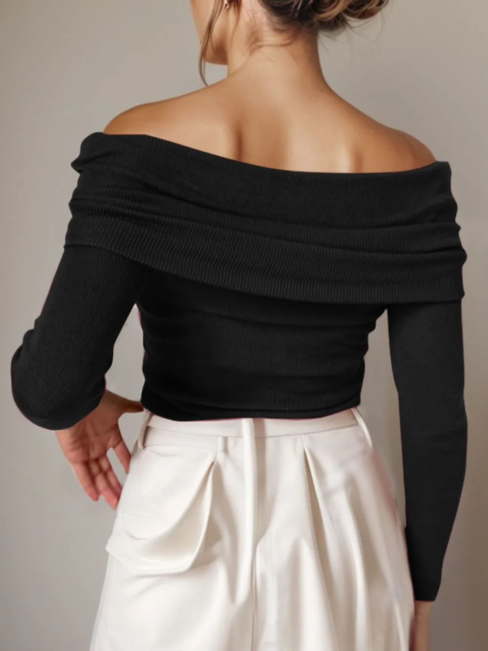 Off-Shoulder Long Sleeve Sweater, image 12