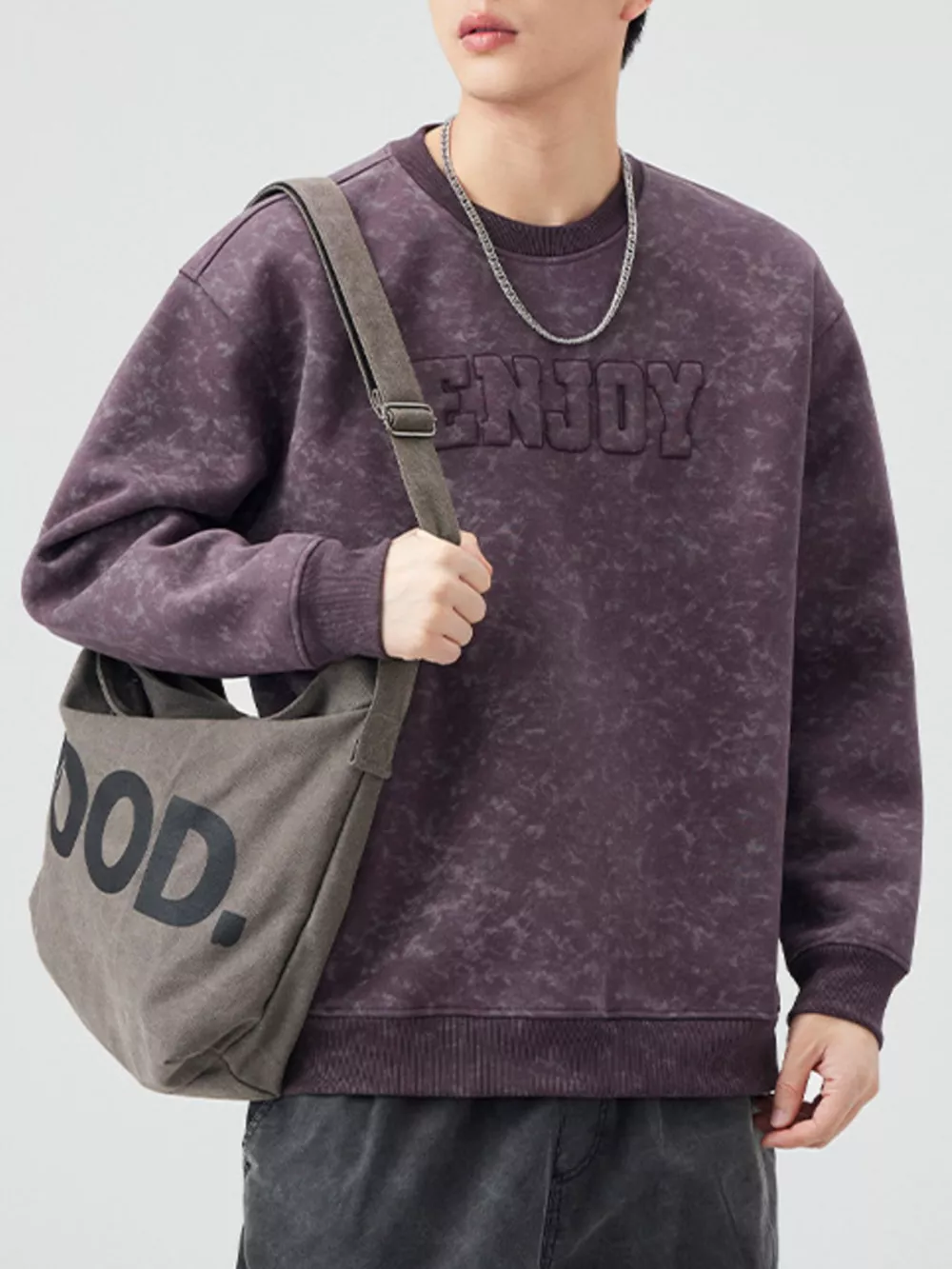 Men's Plus Size Enjoy Round Neck Long Sleeve Sweatshirt, image 11