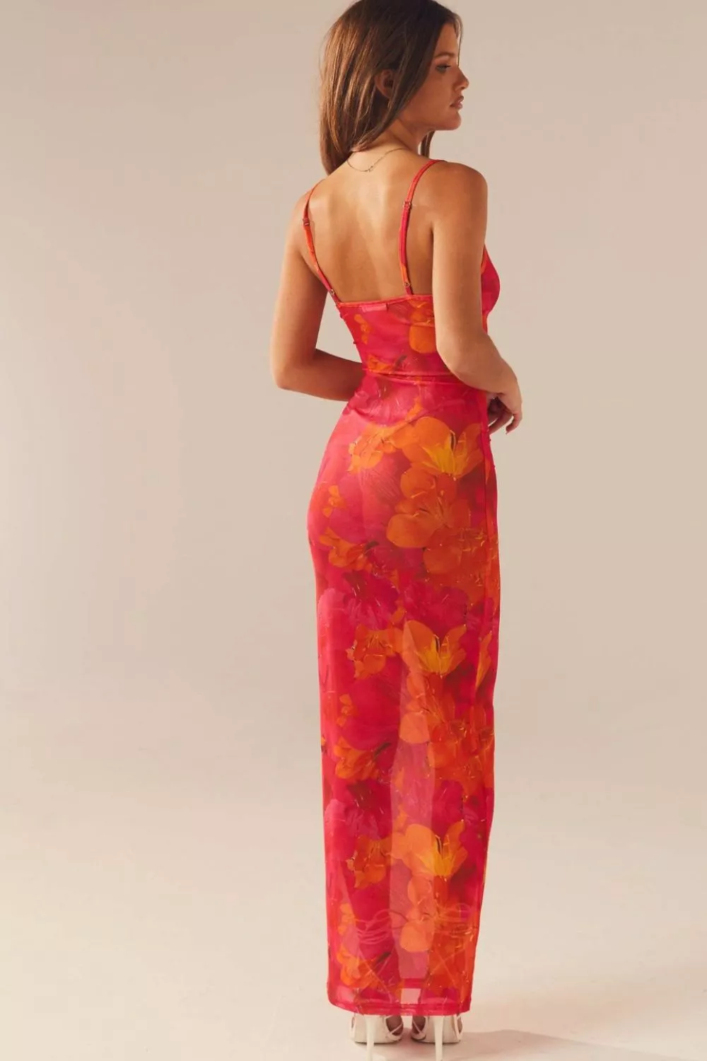 Floral Print Spaghetti Strap Bodycon Maxi Dress, image 3