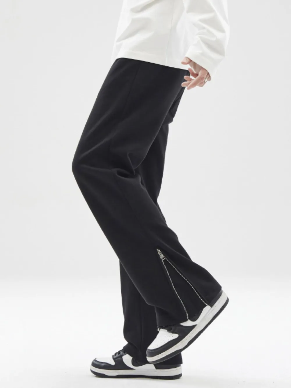 Men's Plus Size Wide Leg Drawstring Pants with Side Zipper, image 3
