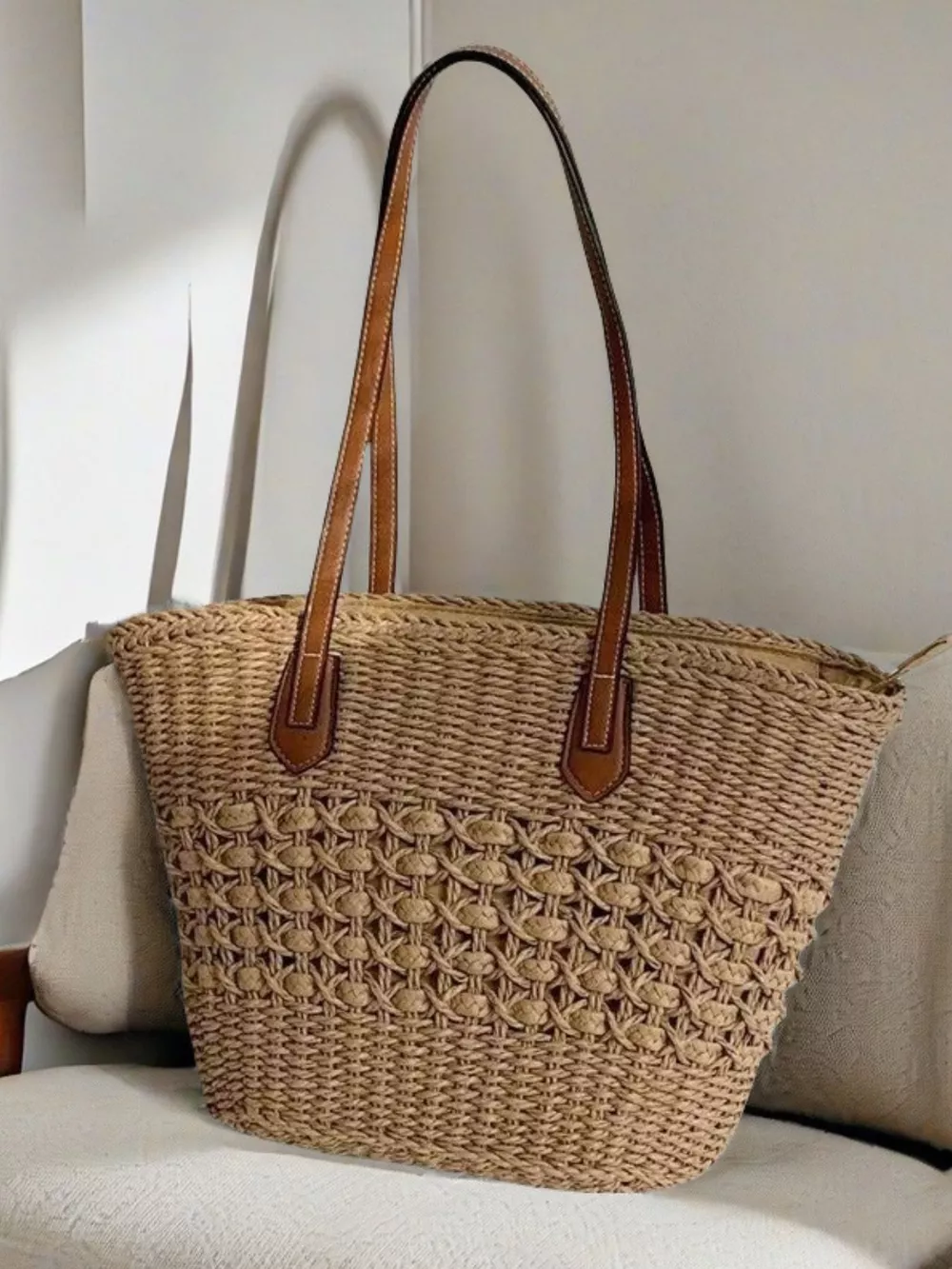 Woven Straw Shoulder Bag, image 3