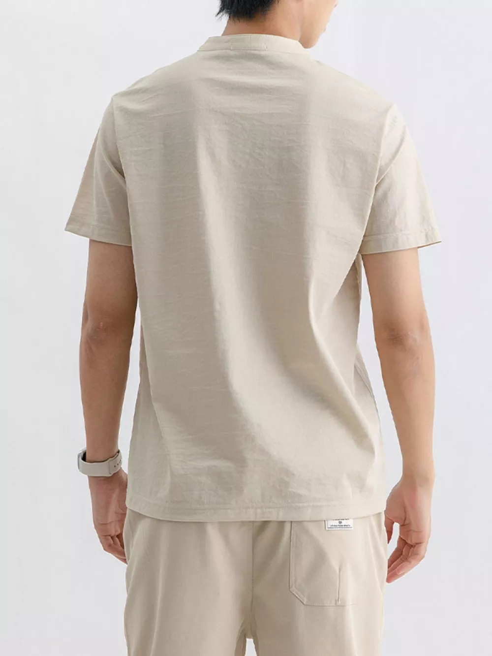 Men's Plus Size Button Detail Short Sleeve Top, image 2