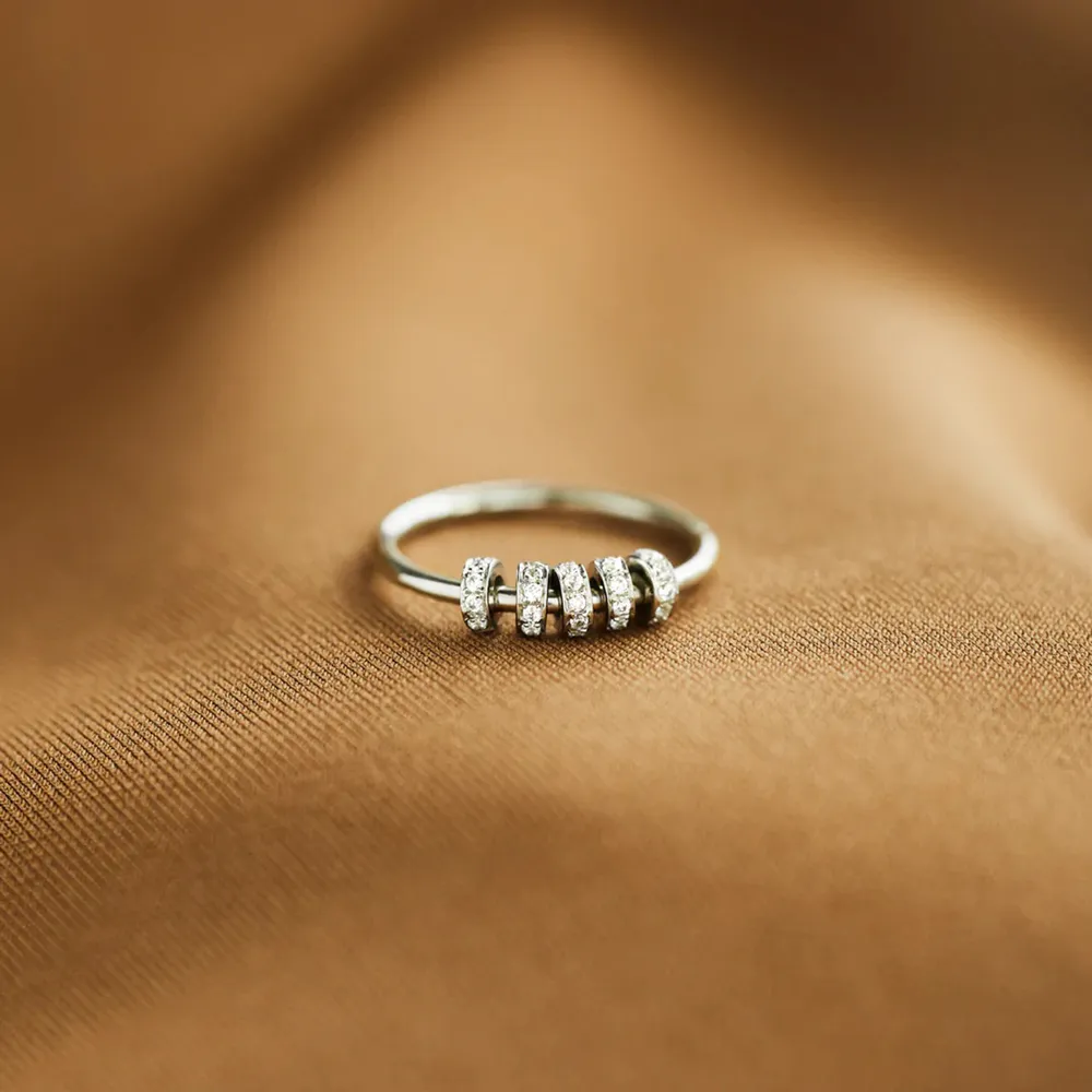 Inlaid Zircon 925 Sterling Silver Ring, image 4