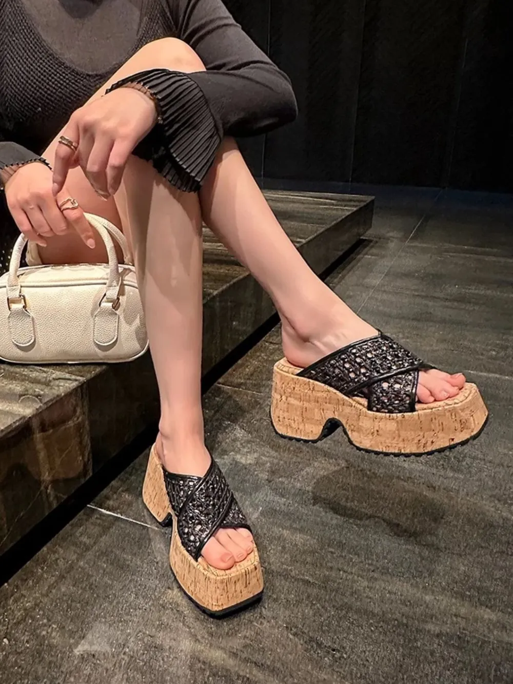 Hollow Out Mesh Platform Sandals, image 5