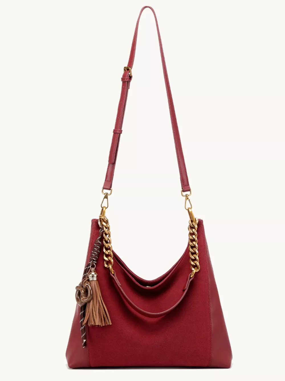 Chain Strap Tassel Charm Shoulder Bag, image 5