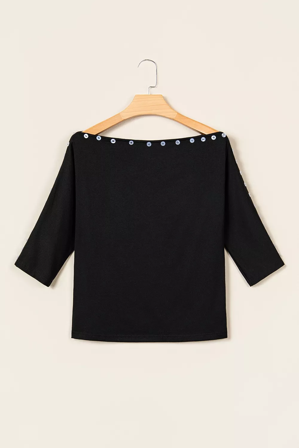 3/4 Sleeve Button Detail Off Shoulder Top, image 3