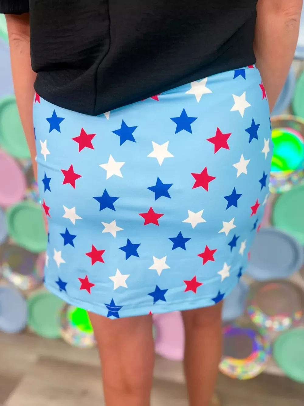 Patriotic Star Printed Beaded Drawstring Mini Skort, image 2